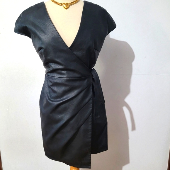 Vegan leather wrap dress - Picture 3 of 4